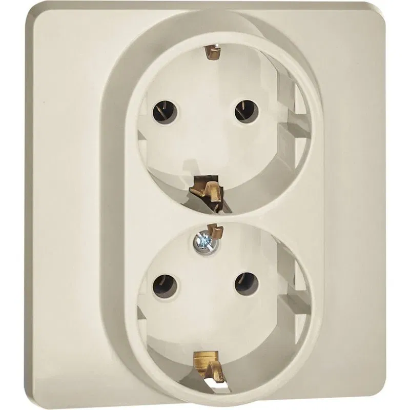 Розетка Inspiria 16А 250В 2х2P+E немецк. стандарт сл. кость IEK 673751 Legrand (группа IEK)
