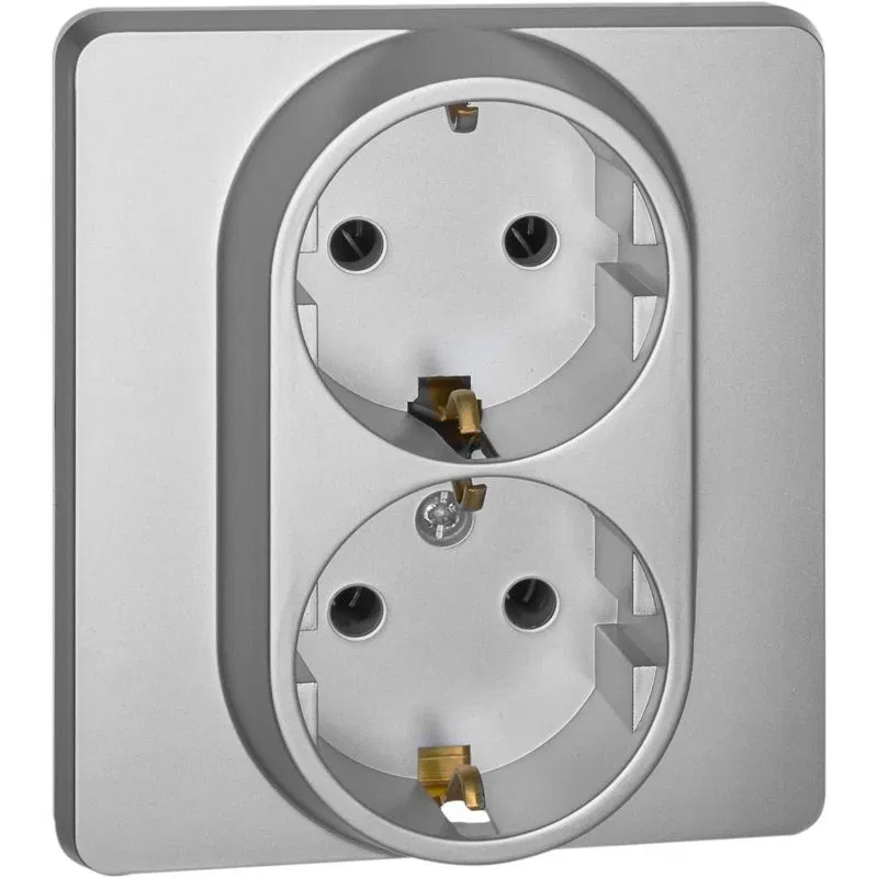 Розетка Inspiria 16А 250В 2х2P+E немецк. стандарт алюм. IEK 673752 Legrand (группа IEK)