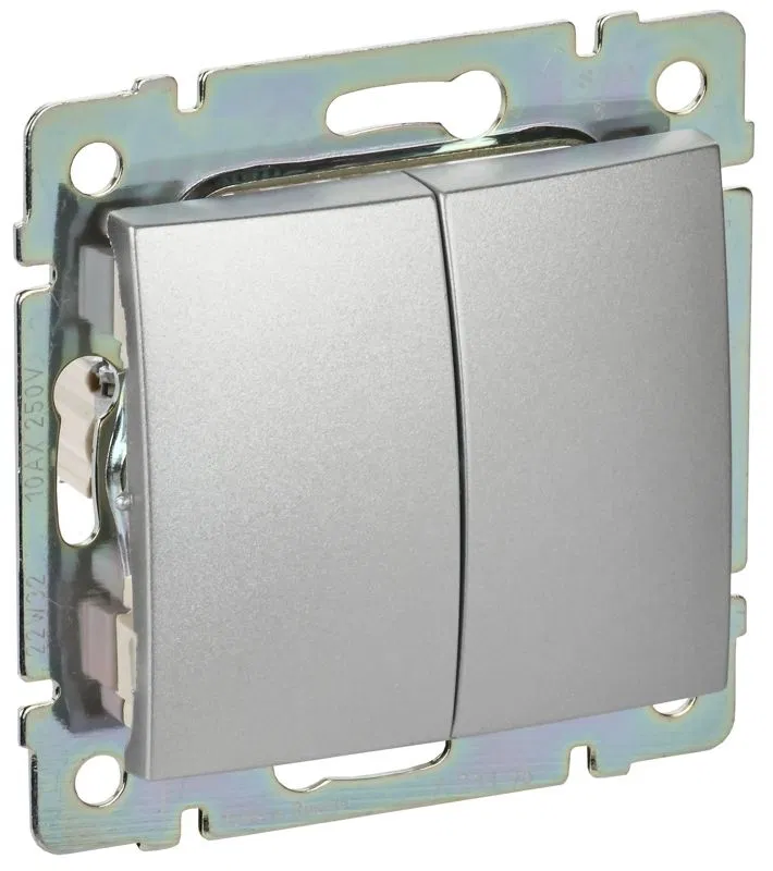 Переключатель проходной 2-кл. СП Valena 10А IP31 механизм алюм. (DIY-упак.) IEK 694339 Legrand (группа IEK)