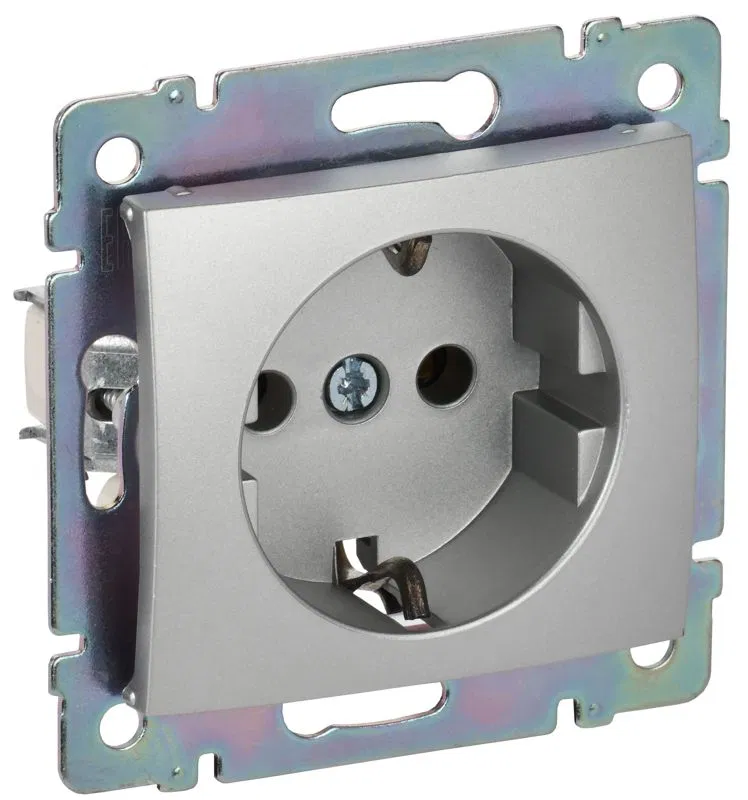 Розетка 1-м СП Valena 16А IP20 2P+E с заземл. немецк. стандарт механизм алюм. (DIY-упак.) IEK 694342 Legrand (группа IEK)
