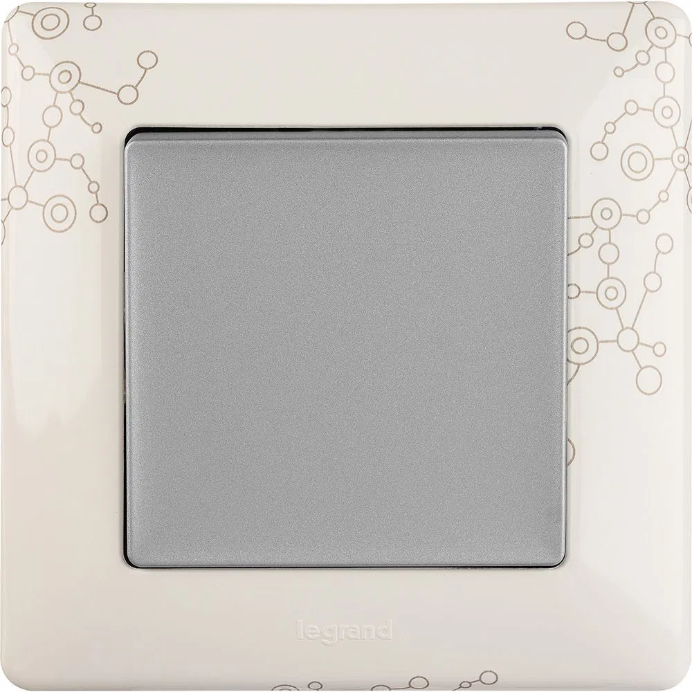 Valena LIFE. Switch 10A 250V with faceplate. Screwless terminals. Aluminum 752601 Legrand
