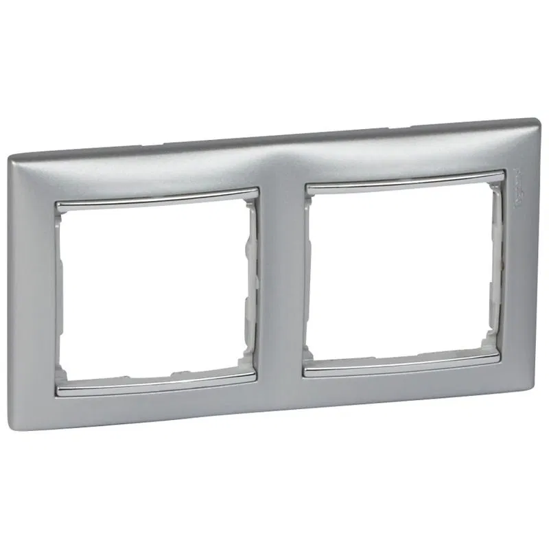 VALENA 2-gang aluminum frame (silver accent) 770352 Legrand