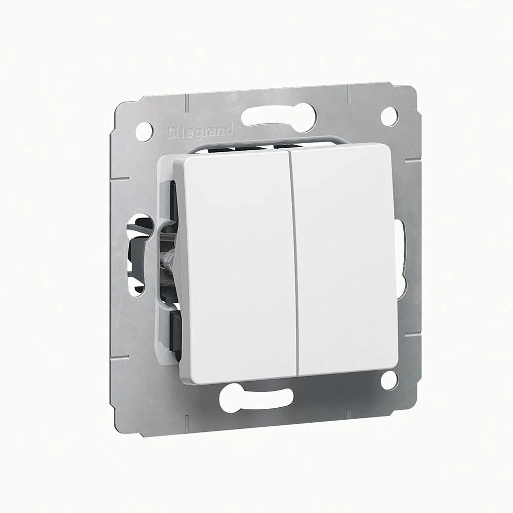 双向双联开关 - 双按键 - Cariva - 自动接线端子 - 10 或 16 AX - 250 V~ - White 773608 Legrand