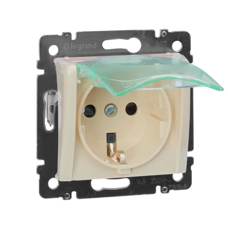 Розетка 1-м СП Valena 16А IP44 2P+E защ. шторки с крышкой немецк. стандарт механизм сл. кость IEK 774120 Legrand (группа IEK)
