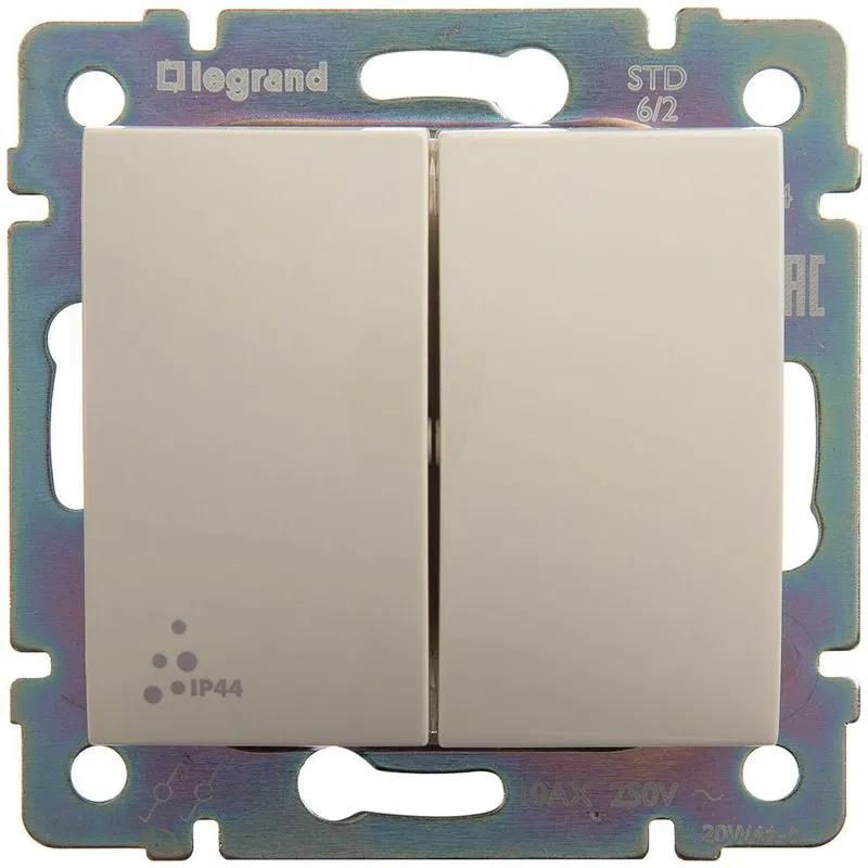 Переключатель проходной 2-кл. СП Valena 10А IP44 250В механизм сл. кость IEK 774198 Legrand (группа IEK)