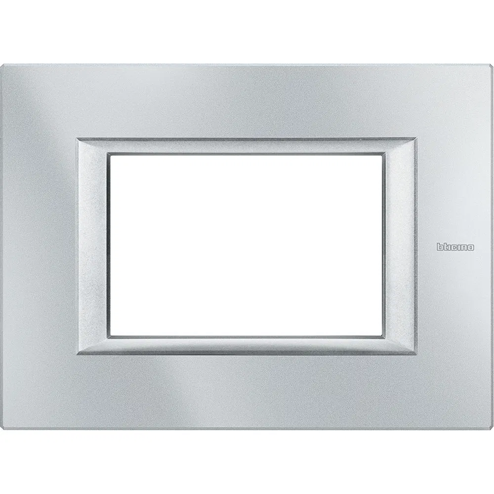 Axolute. Rectangular decorative frame of Italian standard. Color "Aluminum" Monochrome. 3 modules. HA4803HC Legrand