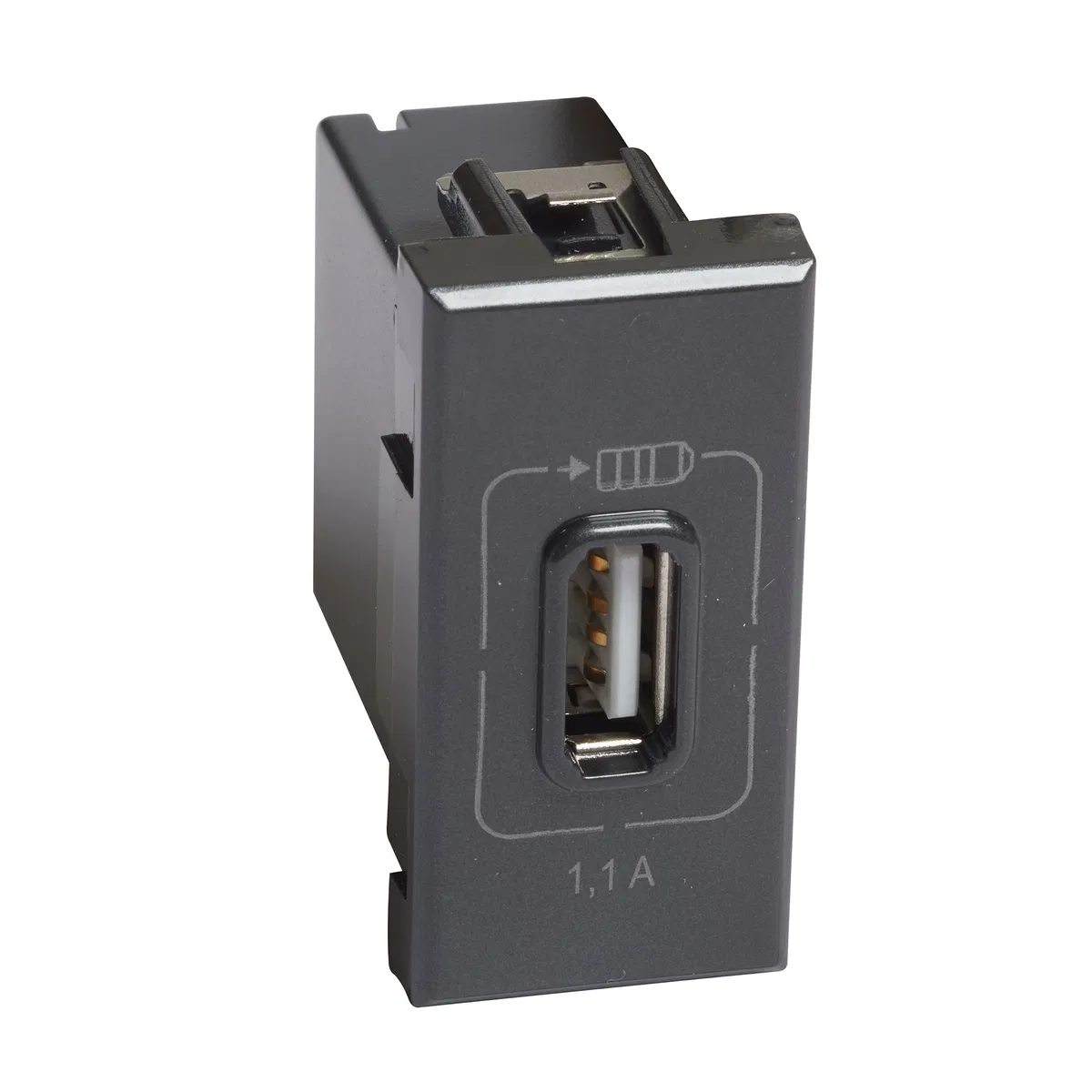 Legrand Axolute USB 移动设备充电插座 1.1A 230/5V. 1个模块. 颜色 Anthracite HS4285C1