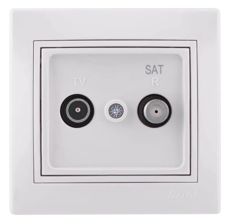 Розетка телевизионная проходная TV/SAT Mira с бел. вставкой бел. LEZARD 701-0202-160