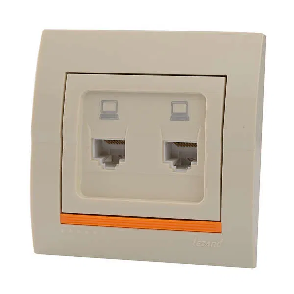 Розетка компьютерная 2-м СП Deriy RJ45 крем. LEZARD 702-0303-141