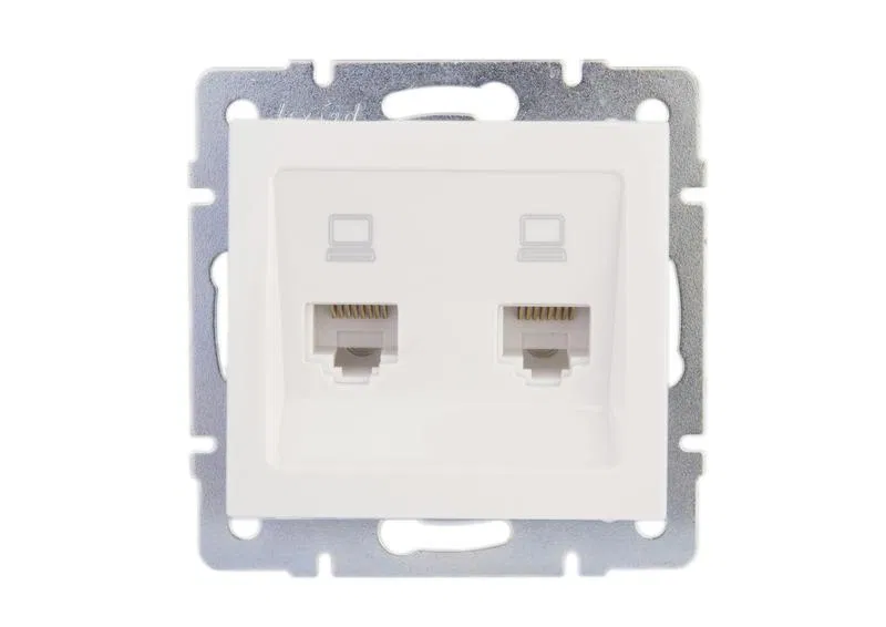 Розетка компьютерная 2-м Rain RJ45 механизм бел. LEZARD 703-0288-141