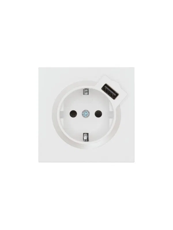 Розетка 1-м СП ZIMA 16А IP20 с заземл. + USB механизм бел. искра матов. LEZARD 704-1488-181
