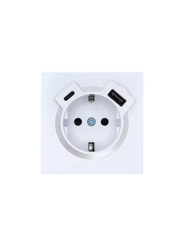 Розетка 1-м СП ZIMA 16А IP20 с заземл. + TC + USB механизм бел. искра матов. LEZARD 704-1488-181TC