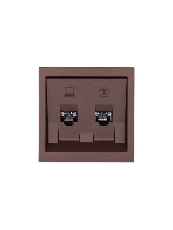 Розетка компьютер+телефон СП ZIMA IP20 шоколад LEZARD 704-7388-143