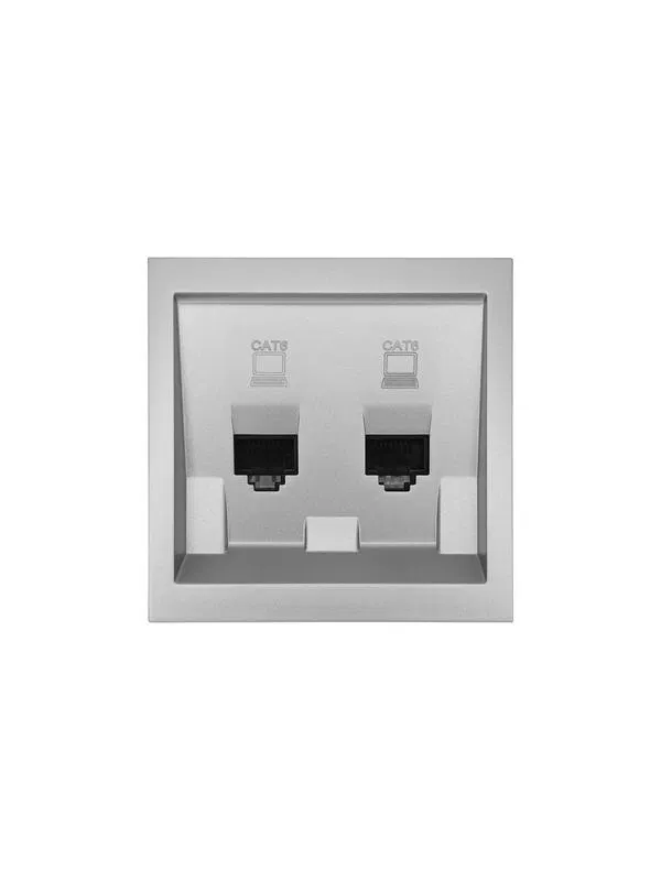 Розетка компьютерная 2-м СП ZIMA IP20 RJ45 с модулем кат.6 механизм сер. матов. LEZARD 704-7488-142