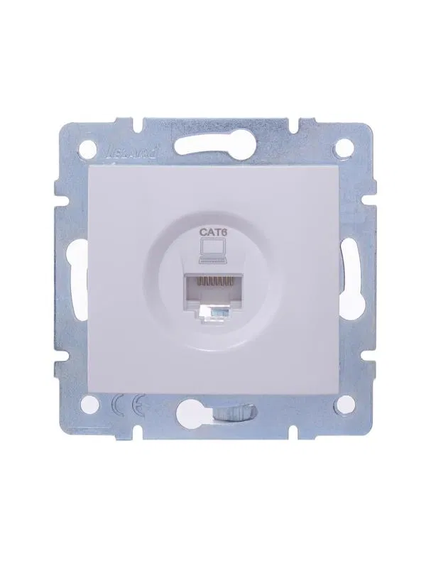 Розетка компьютерная 1-м СП KARINA IP20 RJ45 кат.6 механизм бел. LEZARD 707-0288-140