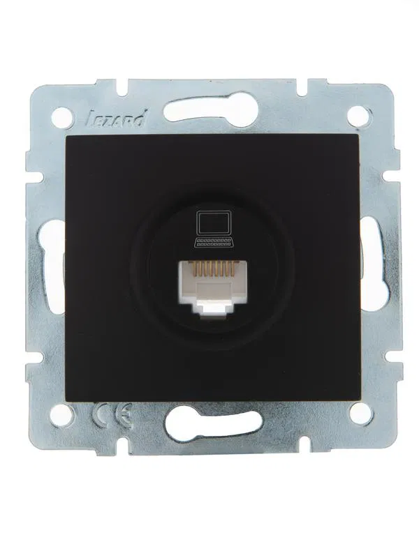 Розетка компьютерная 1-м СП Karina RJ45 механизм черн. бархат LEZARD 707-4288-139