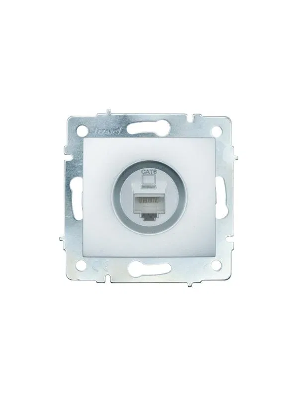 Розетка компьютерная 1-м СП KARINA IP20 RJ45 кат.6 механизм матов. серебр. LEZARD 707-4388-140