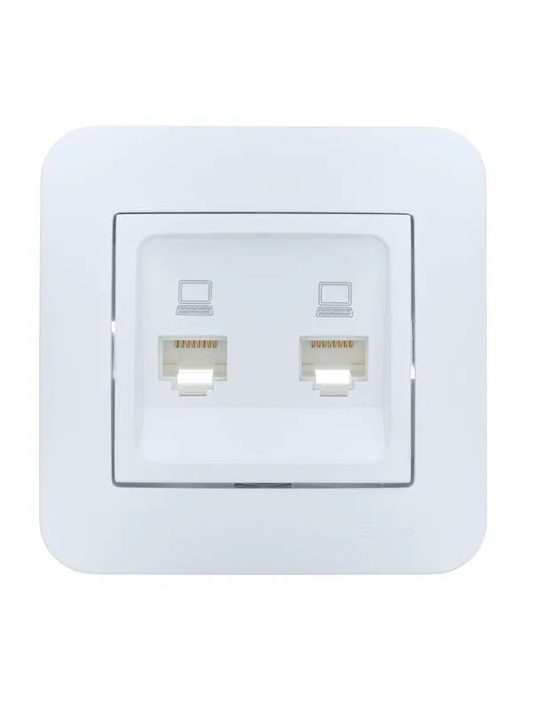 Розетка компьютерная 2-м СП ASTI IP20 RJ45 в сборе бел. LEZARD 7081-0202-141