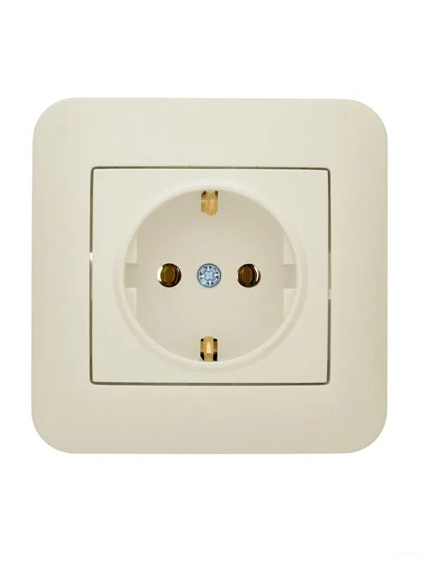 Розетка 1-м СП ASTI 16А IP20 с заземл. ПБТ крем. LEZARD 7081-0303-122B