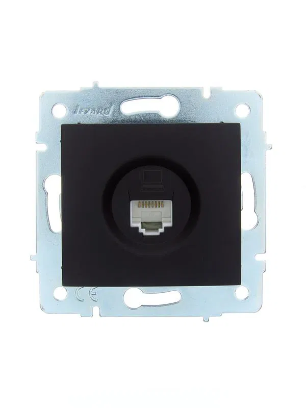 Розетка компьютерная 1-м СП ASTI IP20 RJ45 механизм Cat 5e черн. бархат LEZARD 7081-4288-139