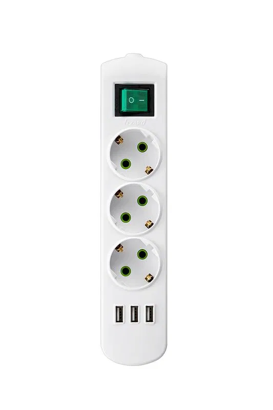 Letitia 带开关及 USB 插座 3 孔带接地插座 LEZARD 721-0300-302U