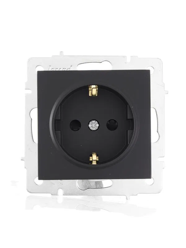 Socket 1-way SP Vesna with grounding protective shutters PBT mechanism black velvet LEZARD 742-4288-124B