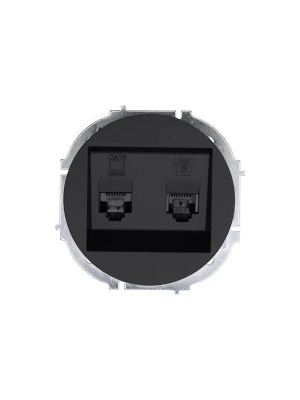Розетка компьютерная + телефонная OSEN RJ45 кат.6 + RJ11 с модулем механизм черн. бархат LEZARD 743-4288-144
