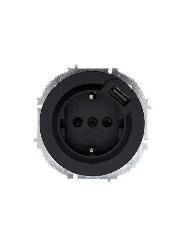 Розетка 1-м СП OSEN с заземл. + USB разъем механизм черн. бархат LEZARD 743-4288-181
