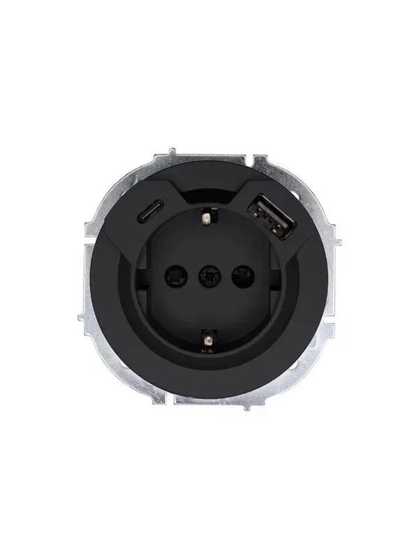 Розетка 1-м СП OSEN с заземл. TC + USB разъем механизм черн. бархат LEZARD 743-4288-181TC