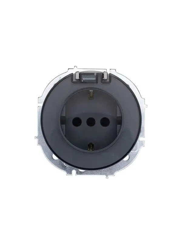Розетка 1-м СП OSEN IP44 с заземл. с крышкой ПБТ механизм сер. матов. LEZARD 743-7488-123BIPCH