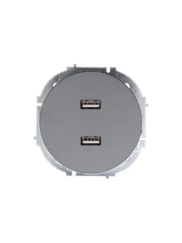Розетка 2-м СП OSEN USB разъем механизм сер. матов. LEZARD 743-7488-192