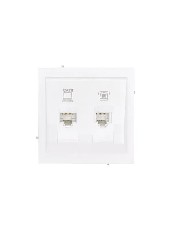 Розетка 2-местн.ESTET механизм RJ45+RG11 с модулем Cat 6 IP20 бел. LEZARD 745-0288-144