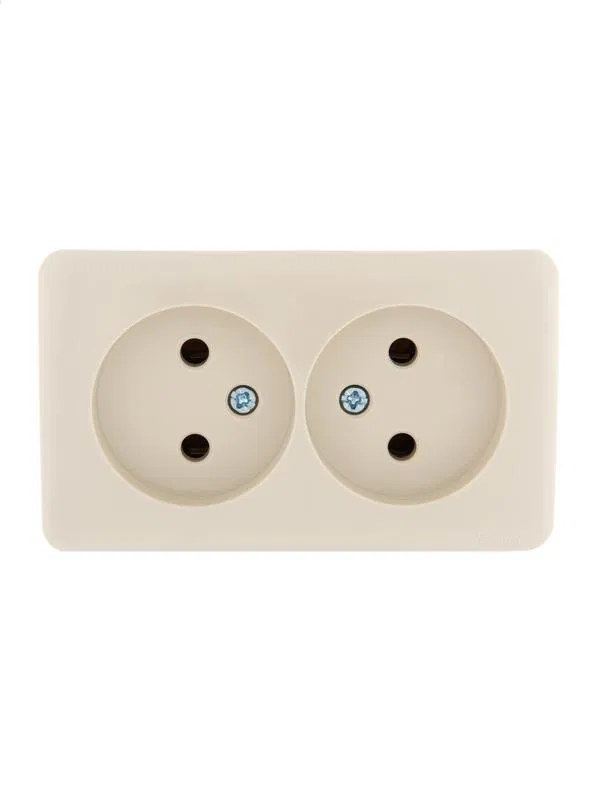 Розетка 2-м ОП Viola 16А IP20 без заземл. крем. LEZARD 751-0300-128