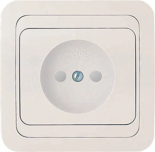 Розетка 1-м СП Mimoza 10А IP20 без заземл. защ. шторки бел./бел. Makel 12052