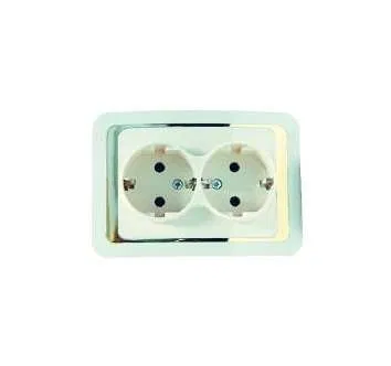 Розетка 2-м СП Mimoza 10А IP20 с заземл. крем./зол. Makel 12682