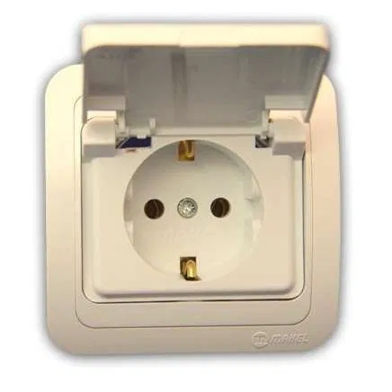 Розетка 1-м СП Mimoza 16А IP20 с крышкой керамика крем./крем. Makel 25009