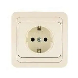 Розетка 1-м СП Mimoza 16А IP20 с заземл. крем./крем. Makel 25028