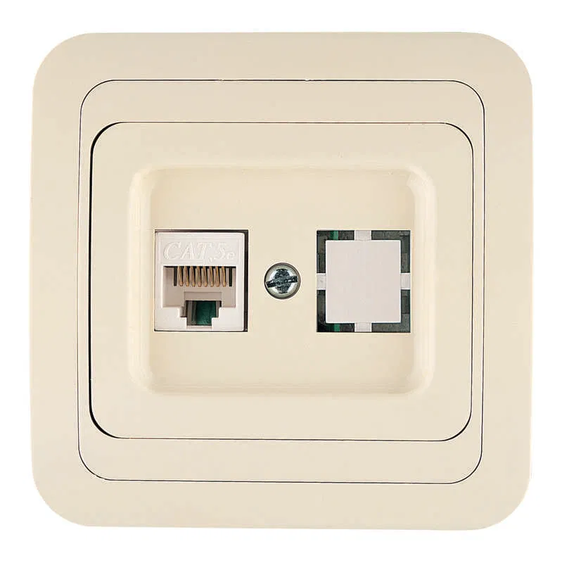 Розетка компьютерная 1-м СП Mimoza 16А IP20 крем. Makel 25035
