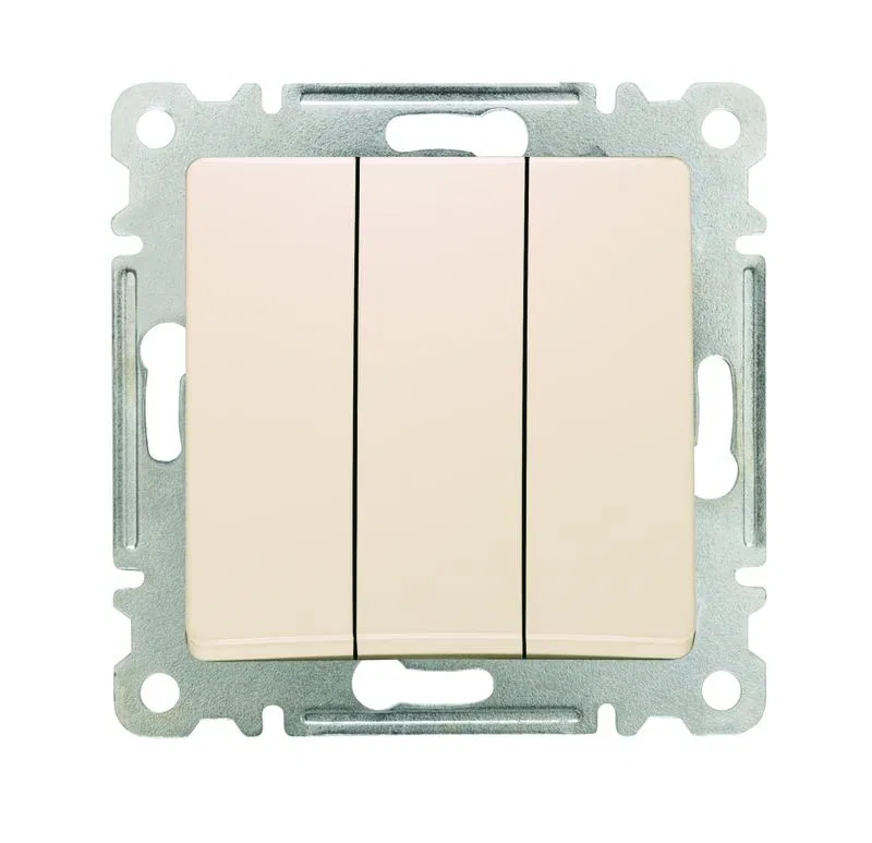 Выключатель 3-кл. СП Lillium IP20 механизм крем. Makel 30010091
