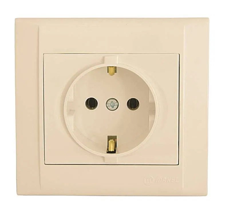 Розетка 1-м СП Defne 16А IP20 с заземл. крем. Makel 42010008