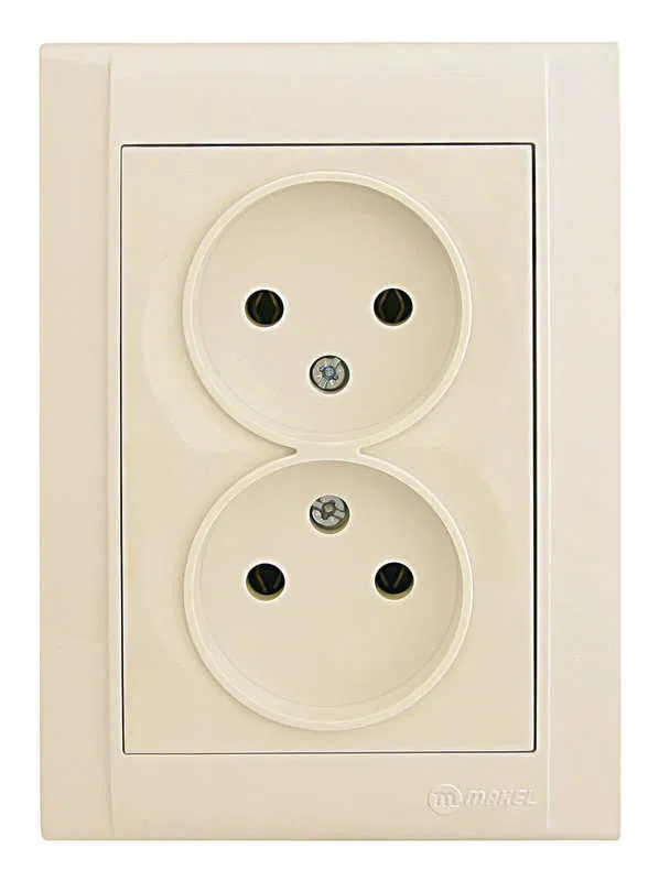 Socket 2-way SP Defne 16A IP20 without grounding cream. Makel 42010017