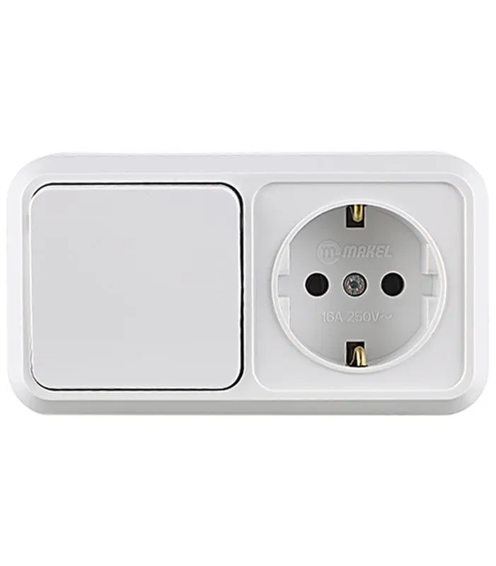 OP socket 1-way IP20 with grounding + switch 1-way Makel 451A1