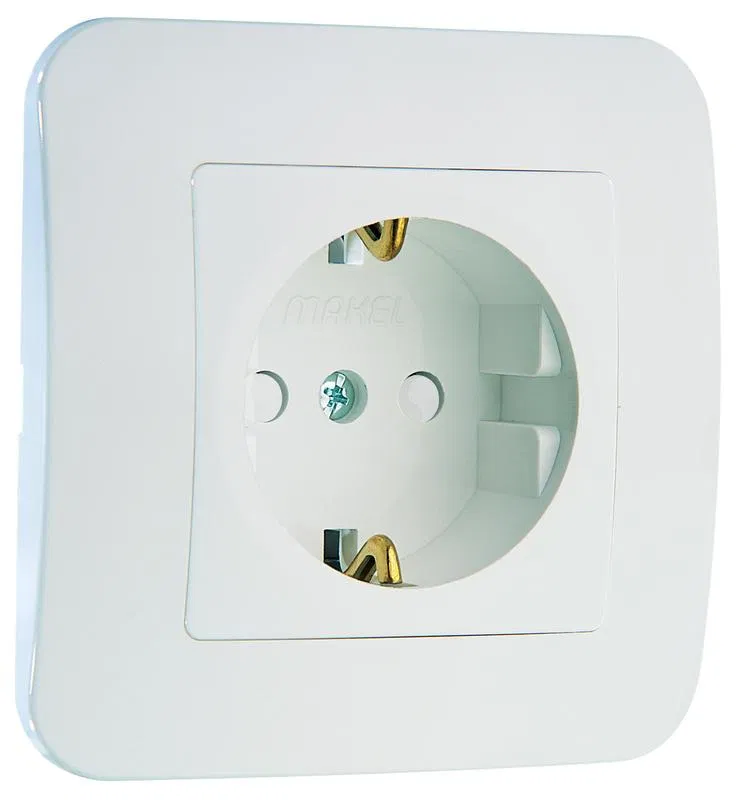 Розетка 1-м СП Lillium N 10А с заземл. защ. шторки бакелит бел. Makel 55058