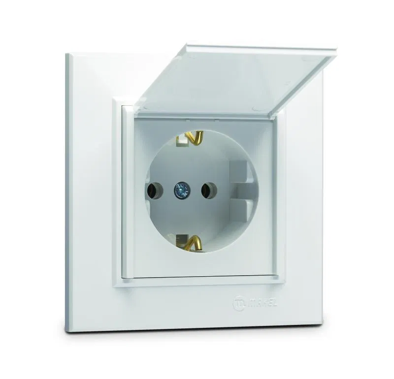 Розетка с/з и крышкой СП Karea 16А IP20 бел. Makel 56001099