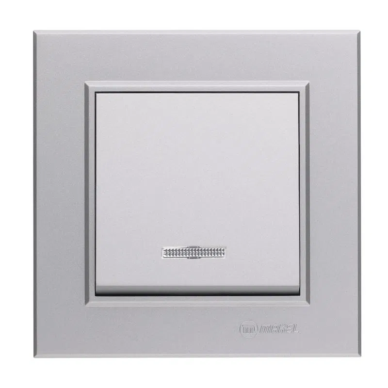 Переключатель 1-кл. СП Karea 10А IP20 серебр. с подсветкой Makel 56065025