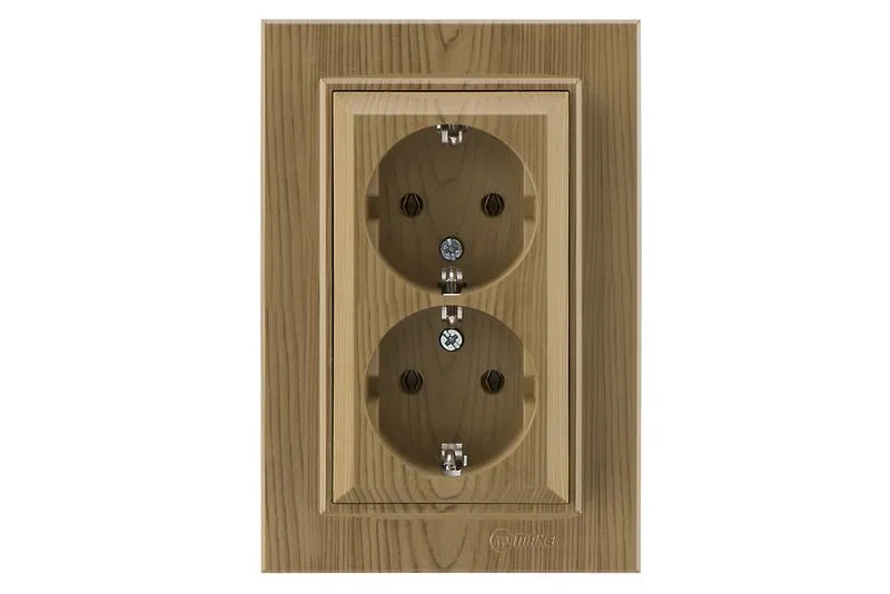 Розетка 2-я с/з СП (Новый дизайн) Karea 16А IP20 дуб Makel 56101057