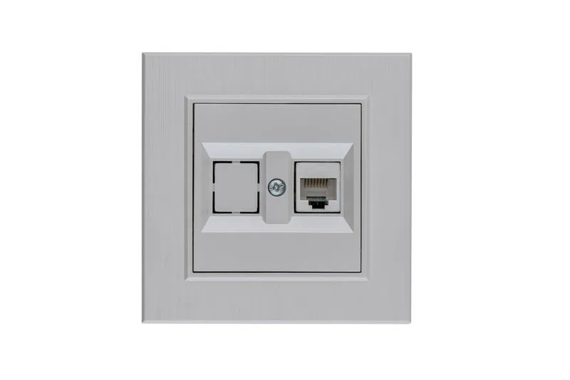 Розетка компьютерная CAT 5+гнездо Karea LINE STAR жемчуж. Makel 86100035