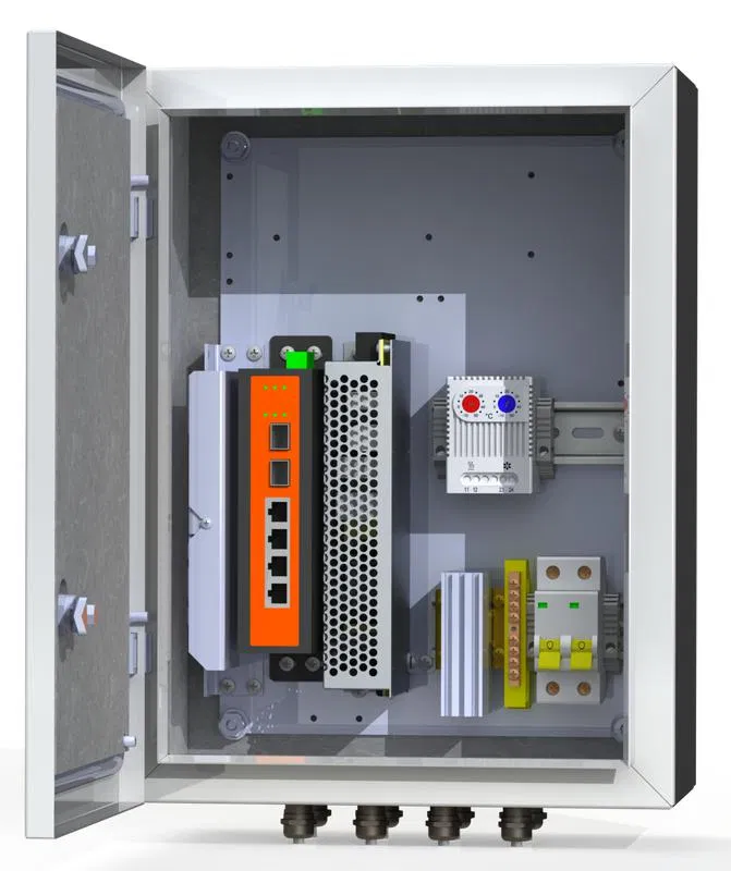 Термошкаф коммутационный 4хPoE 2хSFP 4хSC IP66 300х400х210мм 6 УТП 4К Mastermann 00-00015642