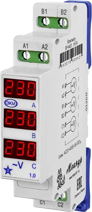 数字电压表 ВР-М03 AC50-450V УХЛ4 DIN导轨式三相网络电压测量 Meand A8302-19912141