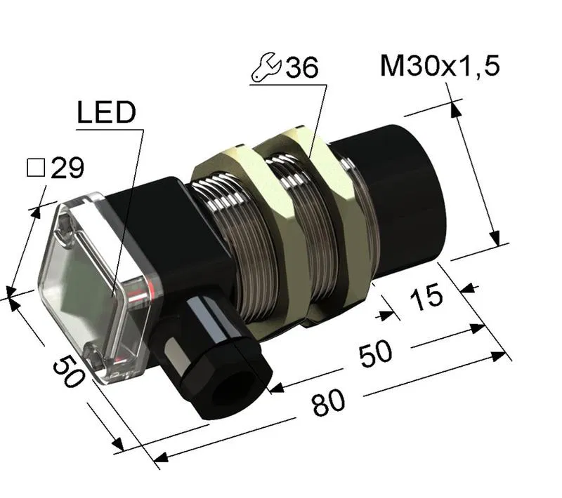 Выключатель бесконтактный PS2-30M80-15N11-B-Y (ВБ2.30М.80.15.1.1.В.1(400мА)) МЕГА-К A8010-02838988